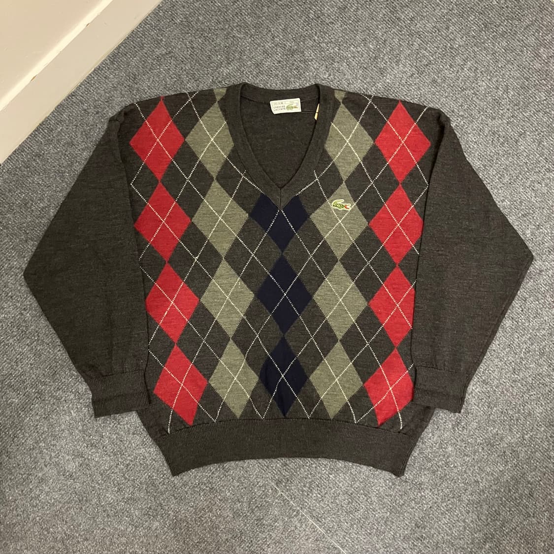 N27 라코스테 아가일 브이넥 니트 상품이미지1