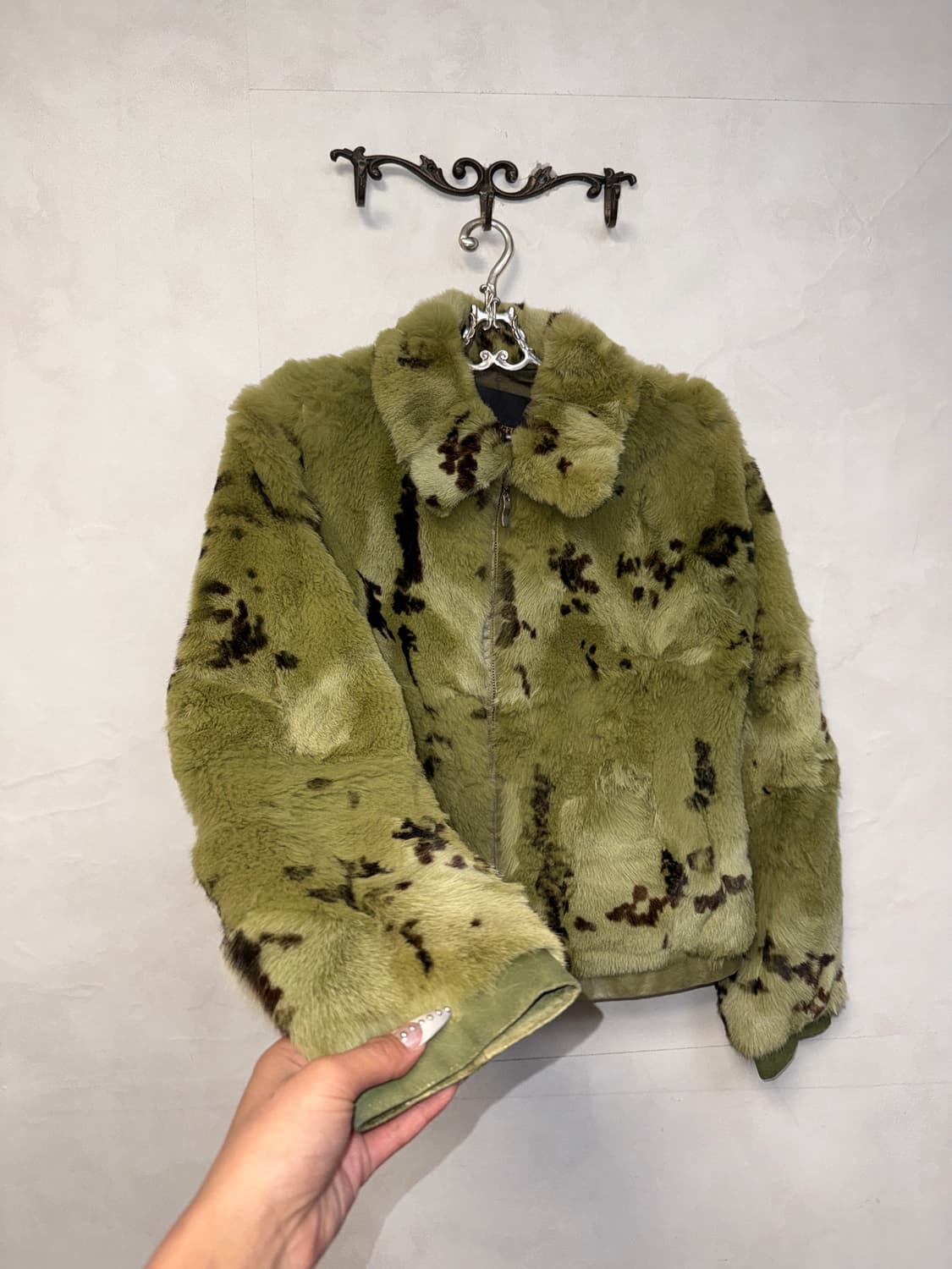 Khaki brown dalmatian fox fur jacket 상품이미지2