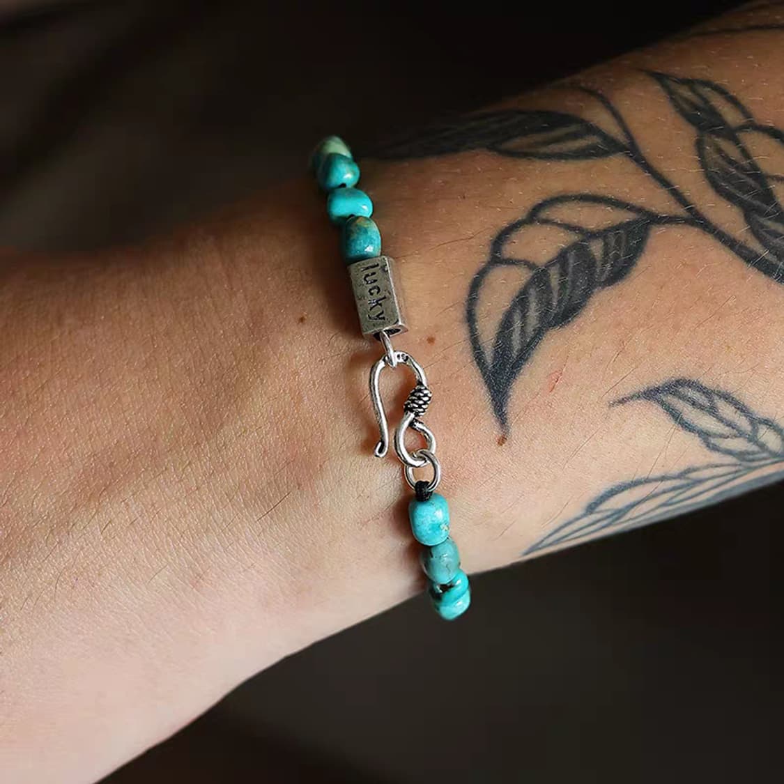 Oceanora 빈티지 수공예 실버 터키석 팔찌 남녀공용 상품이미지3