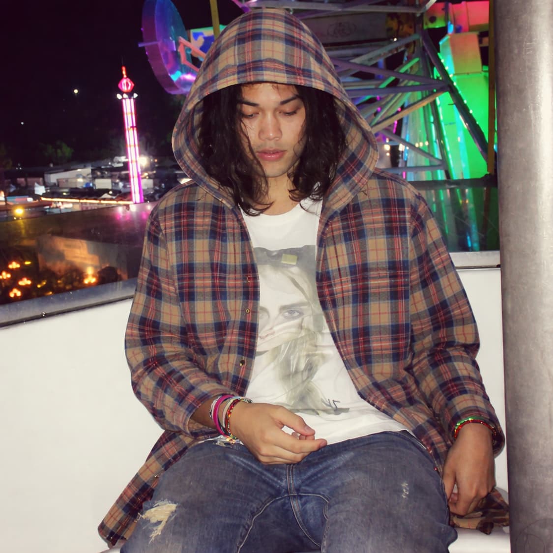 Supreme printed hooded flannel shirt tan 상품이미지1