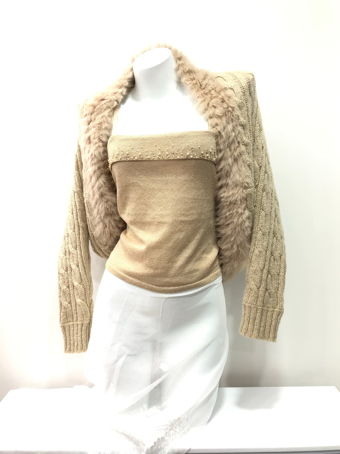 beige rabbit fur bolero 상품이미지2