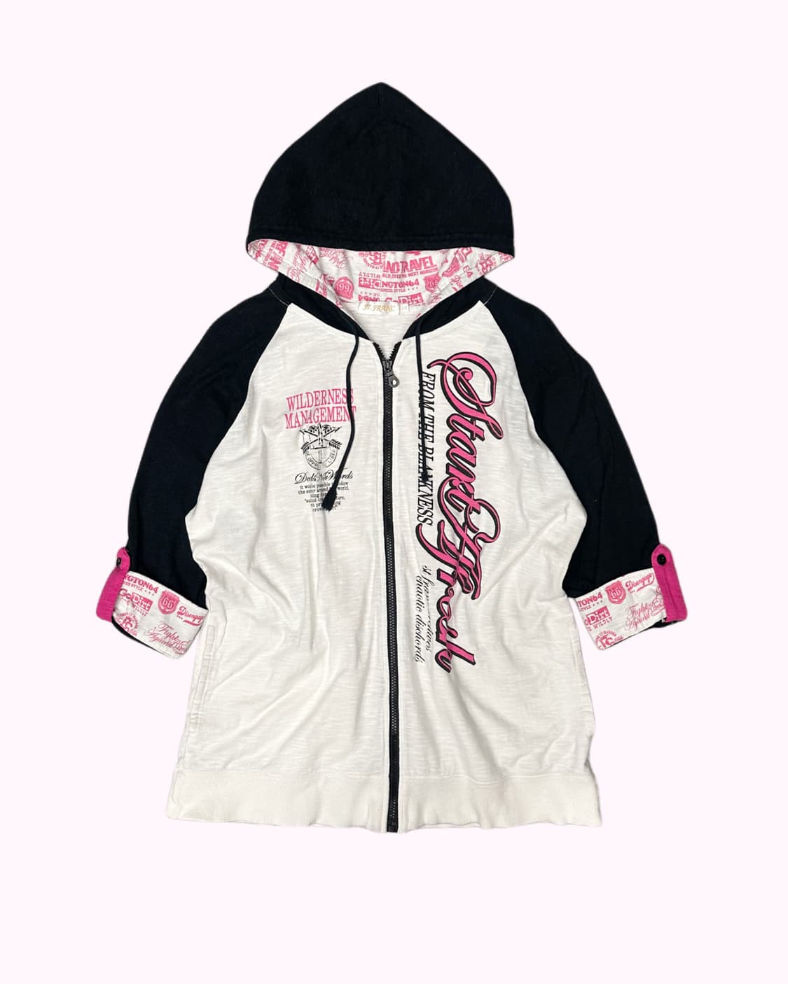 pink lettering raglan hood zip-up 상품이미지2