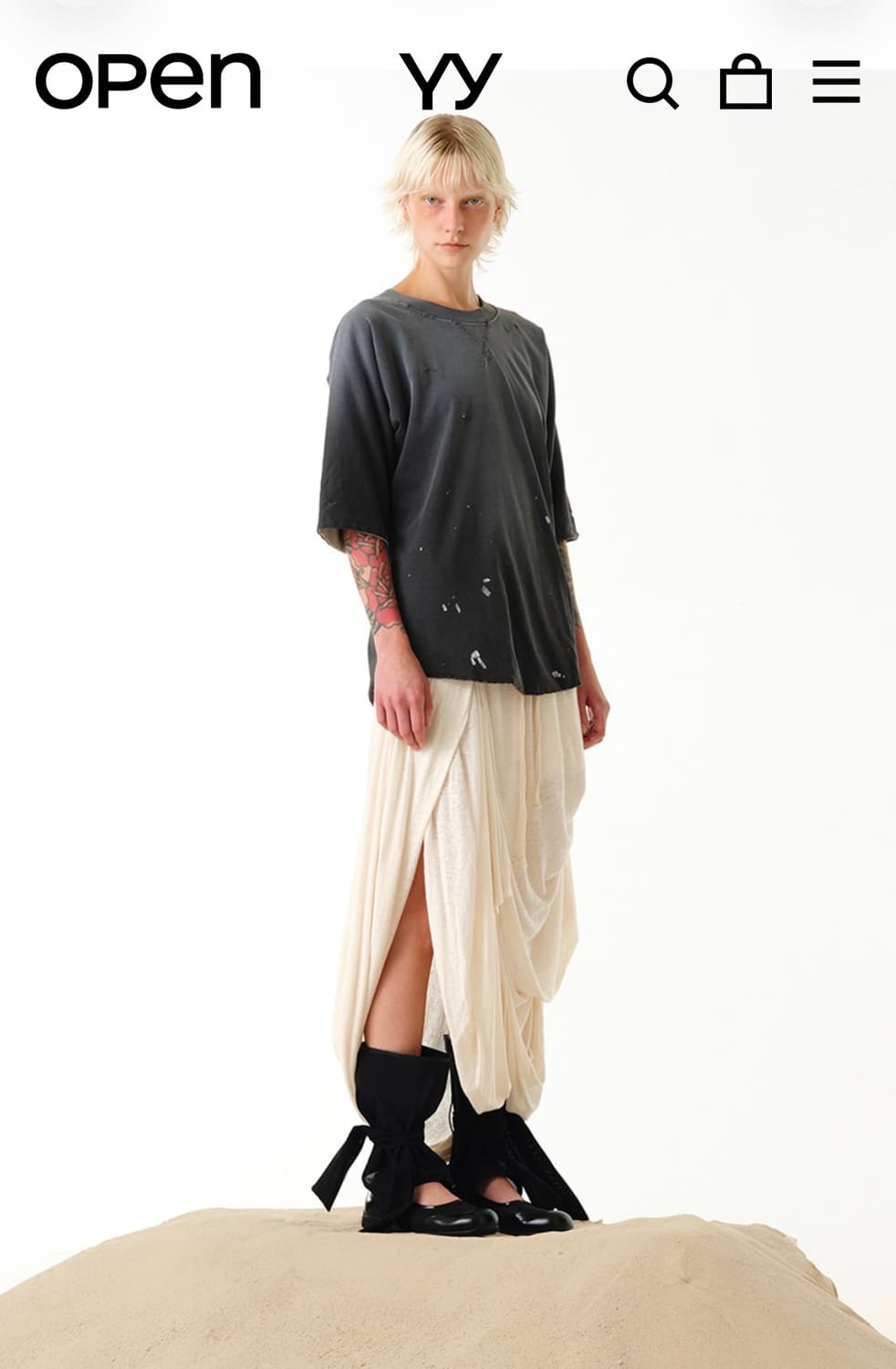 [OPEN YY] DRAPED LINEN SKIRT, CREAM 상품이미지2
