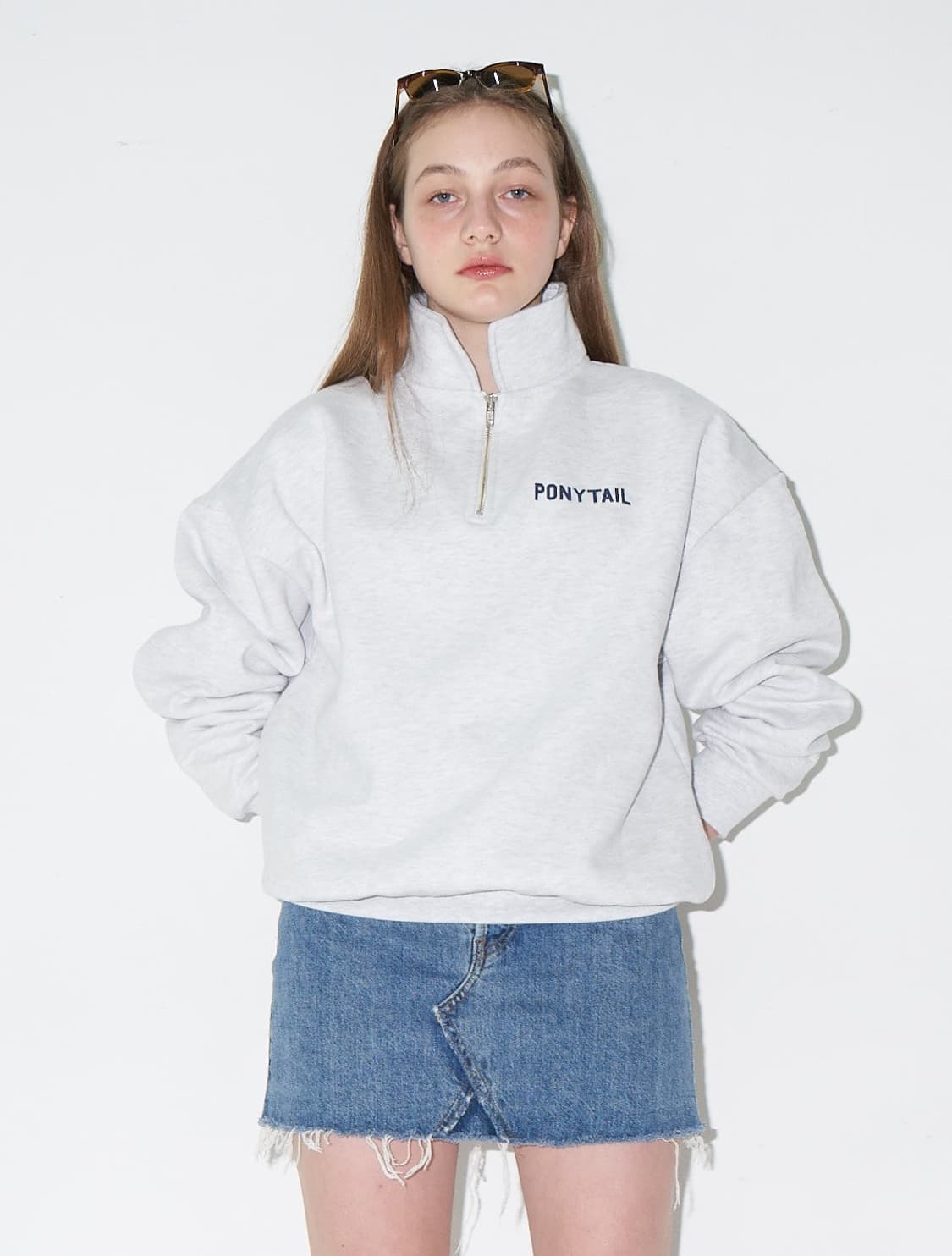 포니테일 하프집업 네이비 상품이미지1