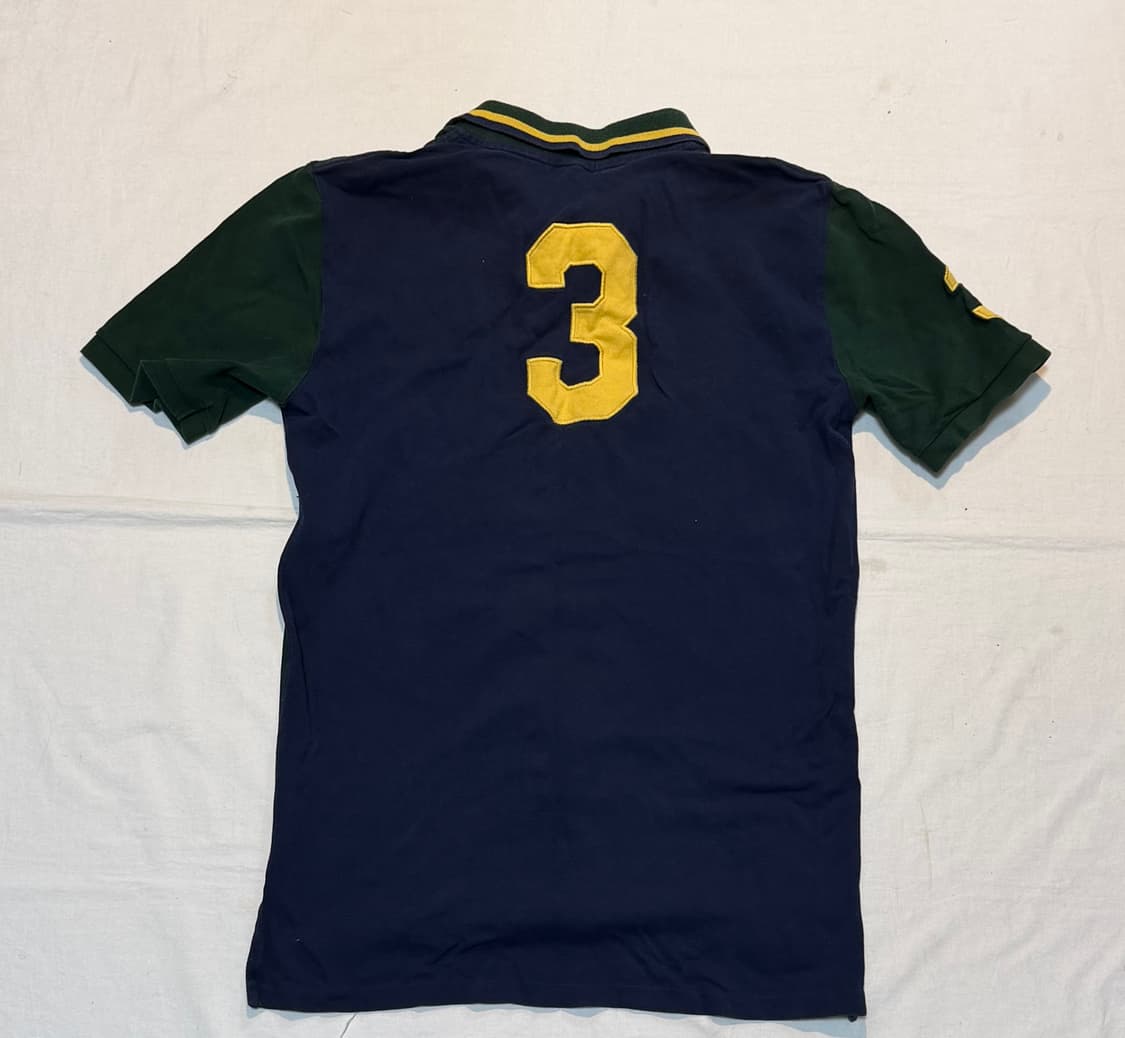 폴로 랄프로렌 배색 빅포니 카라티 그린 네이비 상품이미지4