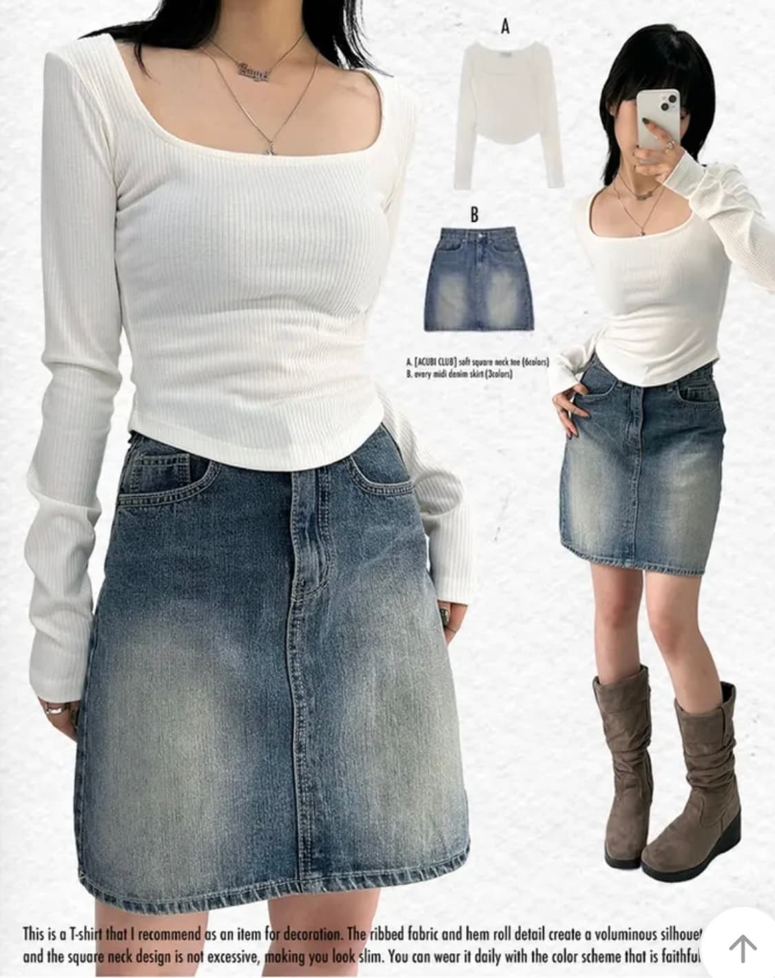 아쿠비클럽 소프트 스퀘어넥 티 _ 화이트 상품이미지2