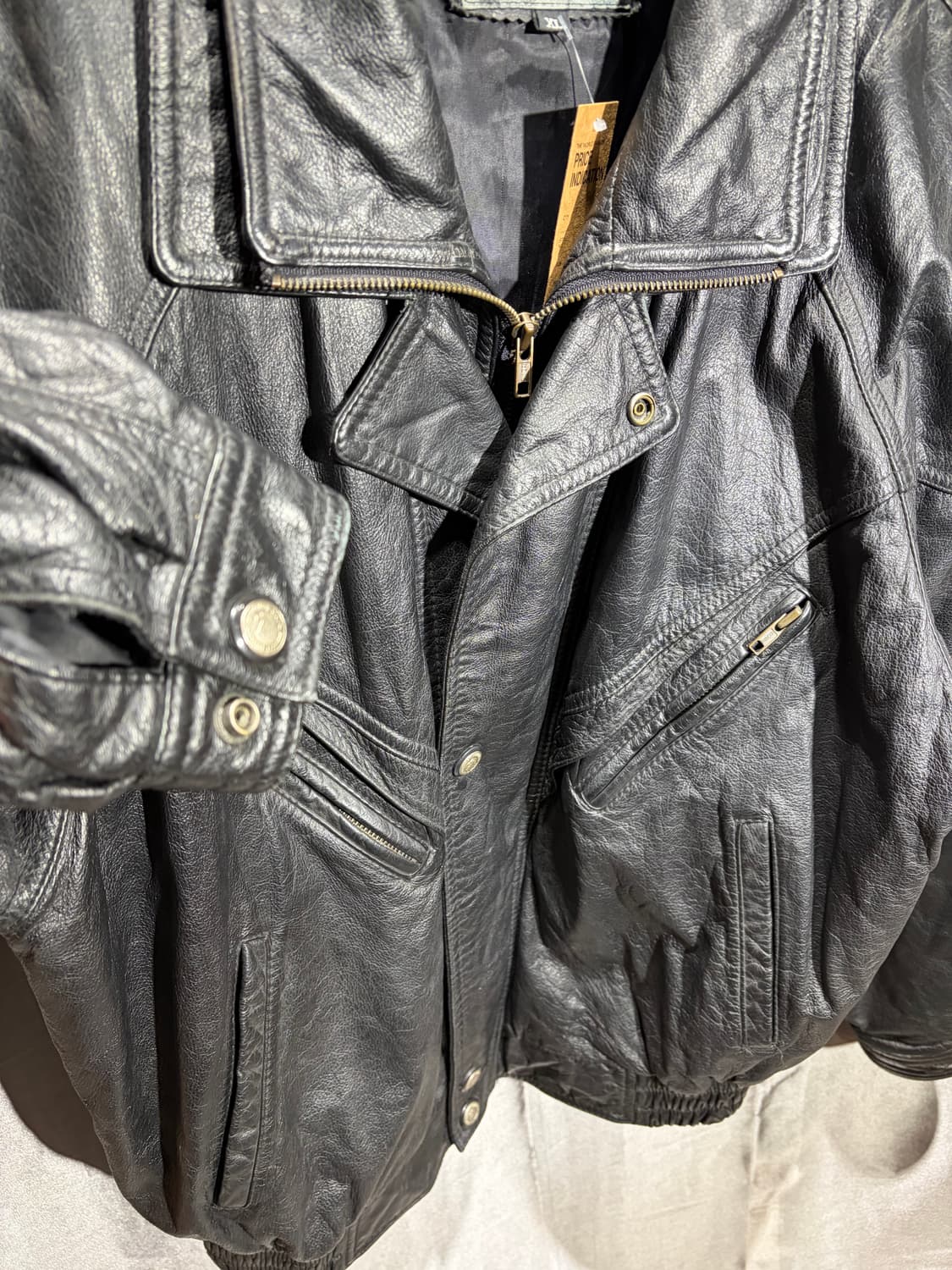 XL 레이어링 카라 사선 포켓 카우레더 자켓 상품이미지4