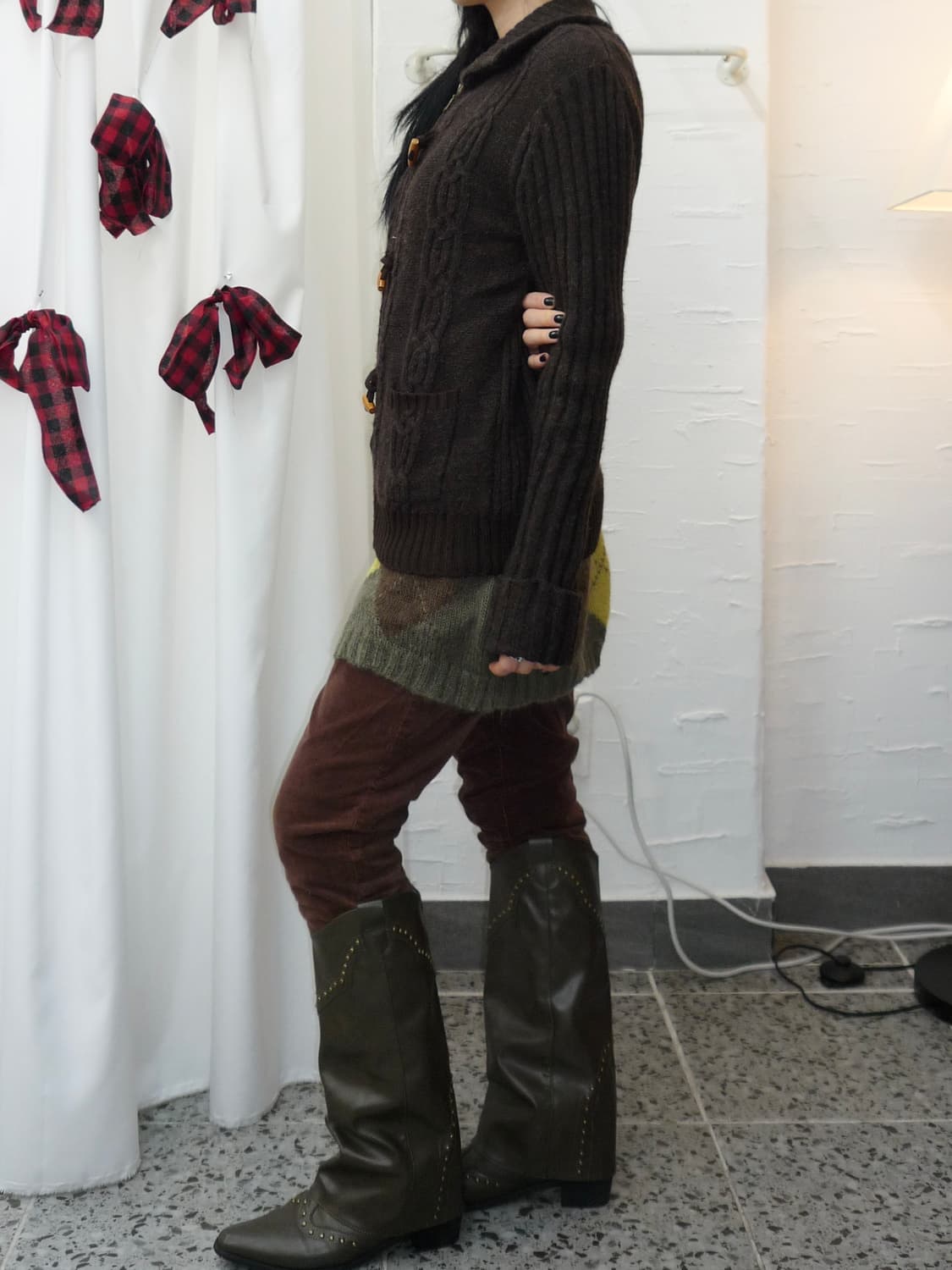 deep brown toggle cardigan 상품이미지3