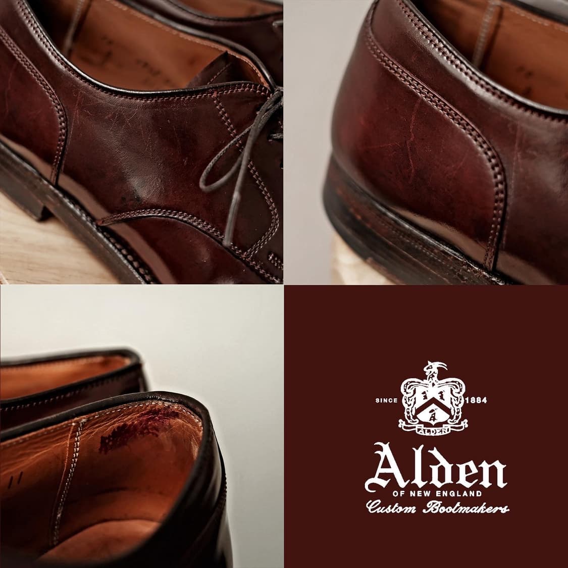 알든 2160 10D 코도반 스트레이트팁 더비 버건디 상품이미지8