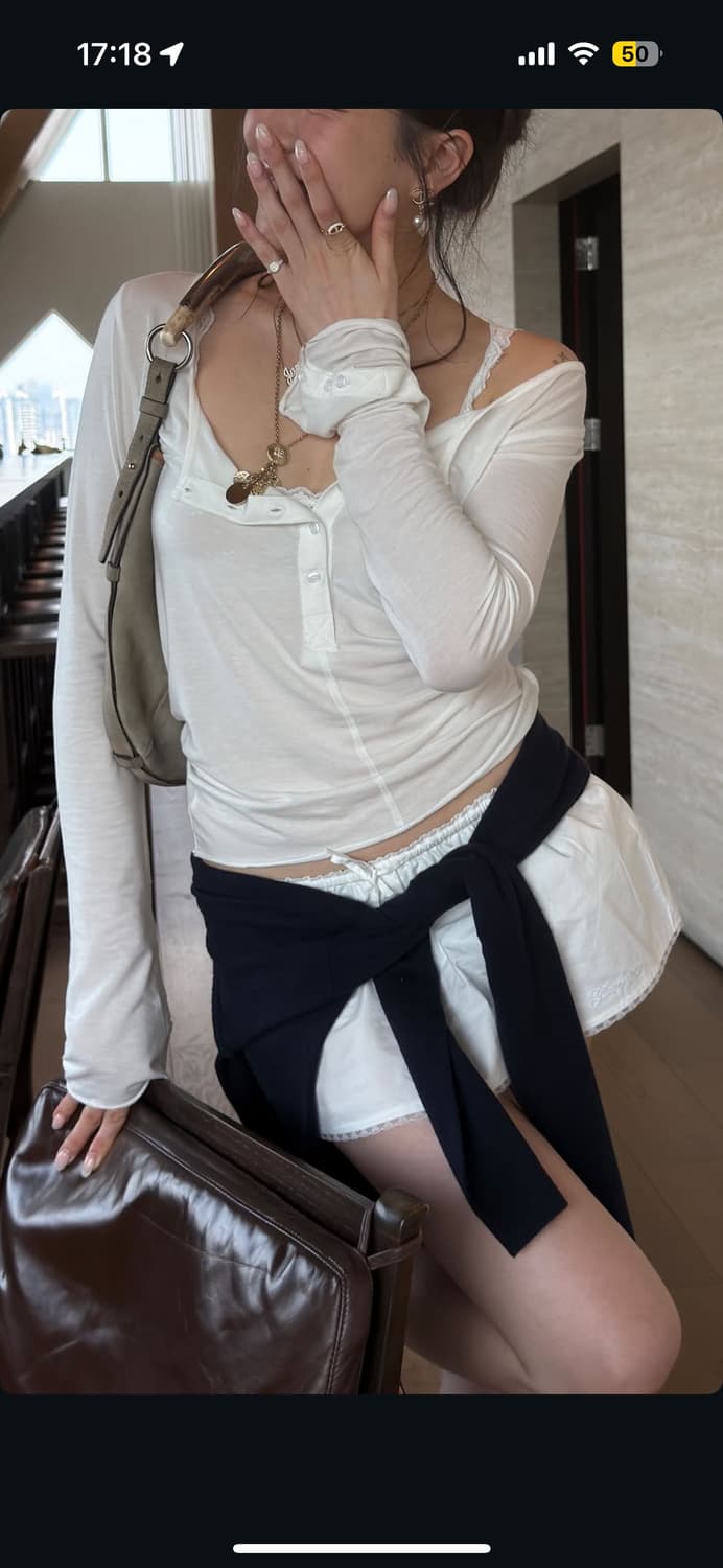 글로니 G CLASSIC LACE-UP MINI SKIRT (WHITE) 상품이미지6