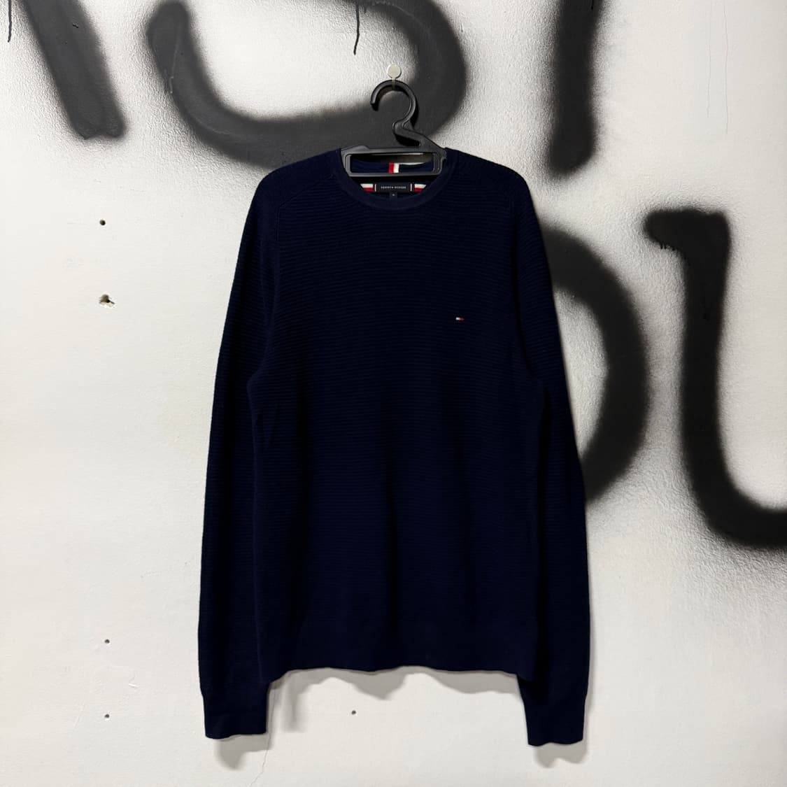 타미힐피거 원 포인트 와플 긴팔 니트 네이비 상품이미지1