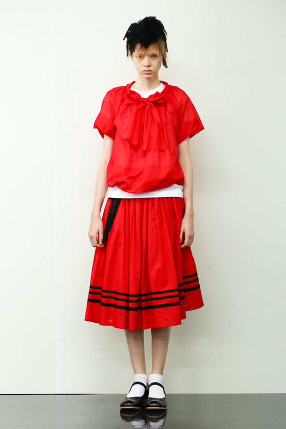 Red Shirring Wrap Ribbon Skirt 상품이미지1