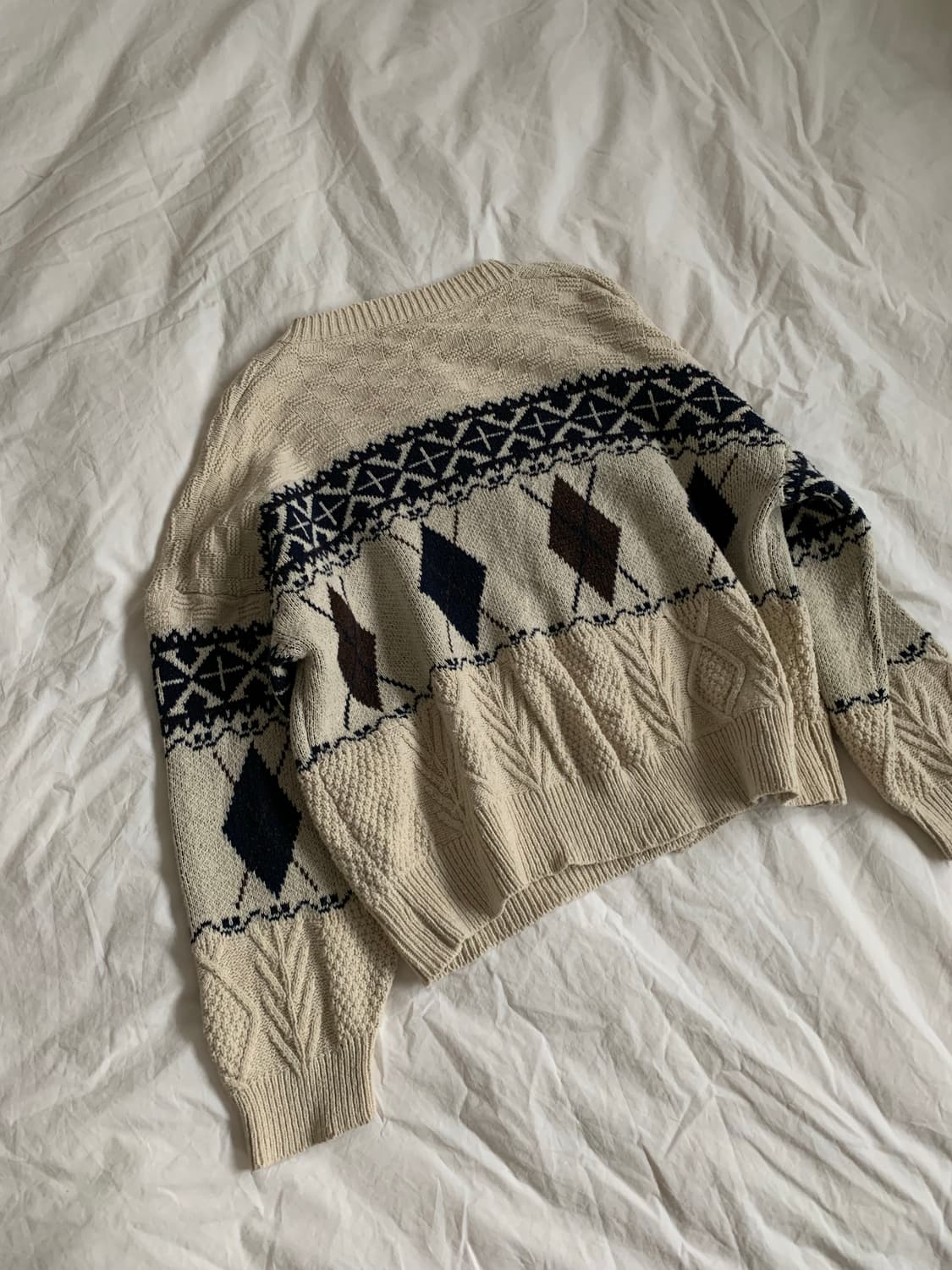 베이지 아가일 가디건 상품이미지4