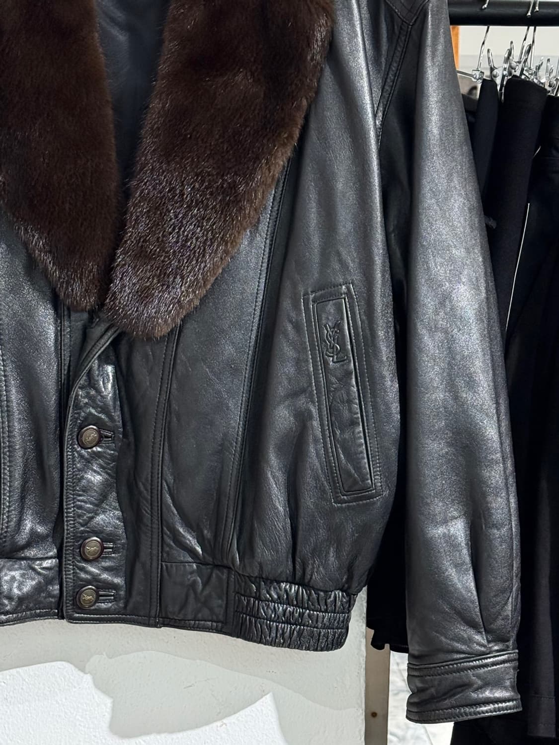 이브생로랑 뿌르 옴므 90s 퍼 카라 레더 자켓 상품이미지5