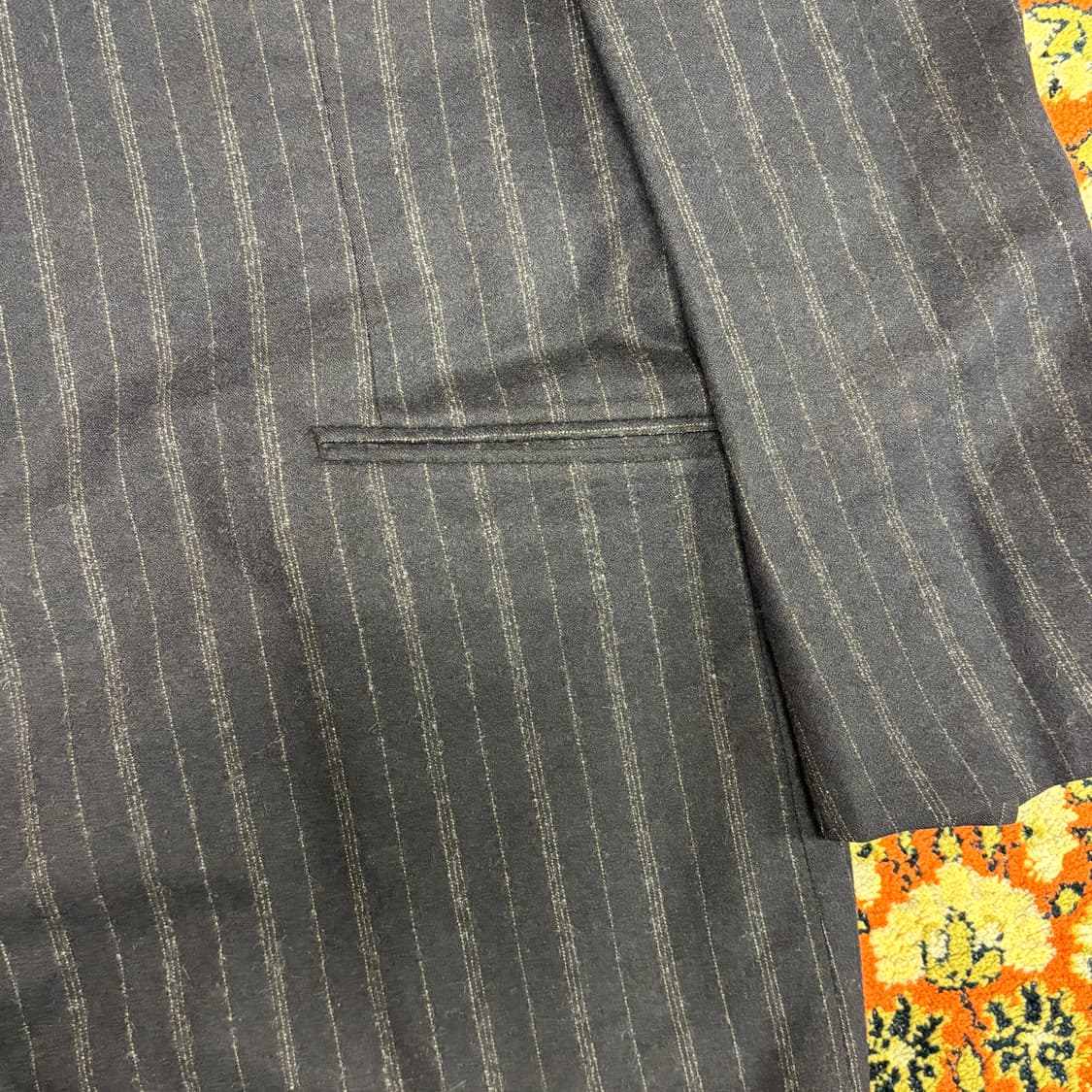 [XL] 빈티지 네이비 울 피크드 라펠 체크 블레이저 상품이미지9