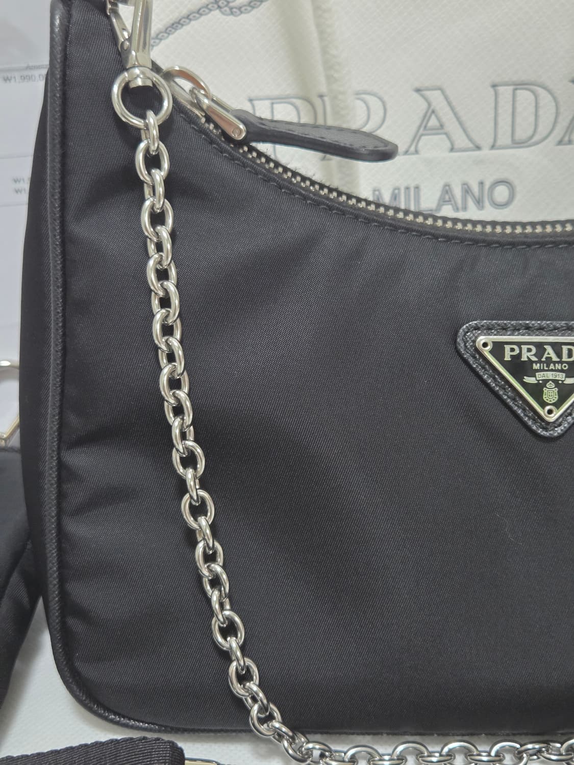 [새상품급] 프라다 리나일론 테수토 은장 체인 호보백  상품이미지3