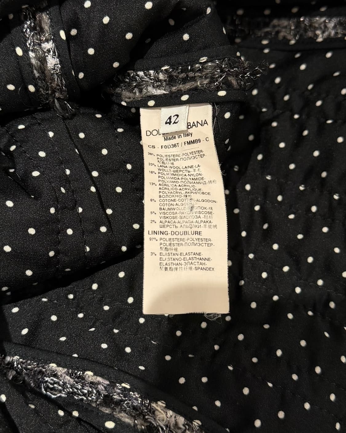 돌체앤가바나 차콜 스냅버튼 트위드 코트 상품이미지9