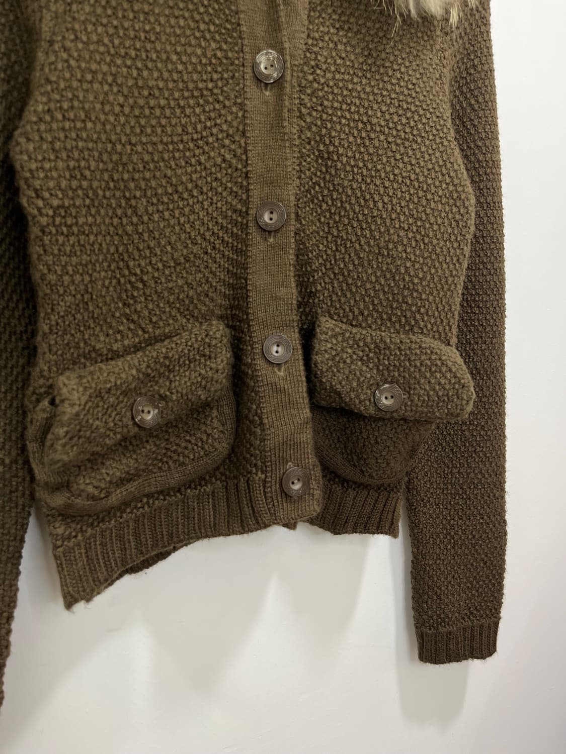 일본 빈티지 모리걸 퍼카라 브라운 하찌 니트 가디건 상품이미지4
