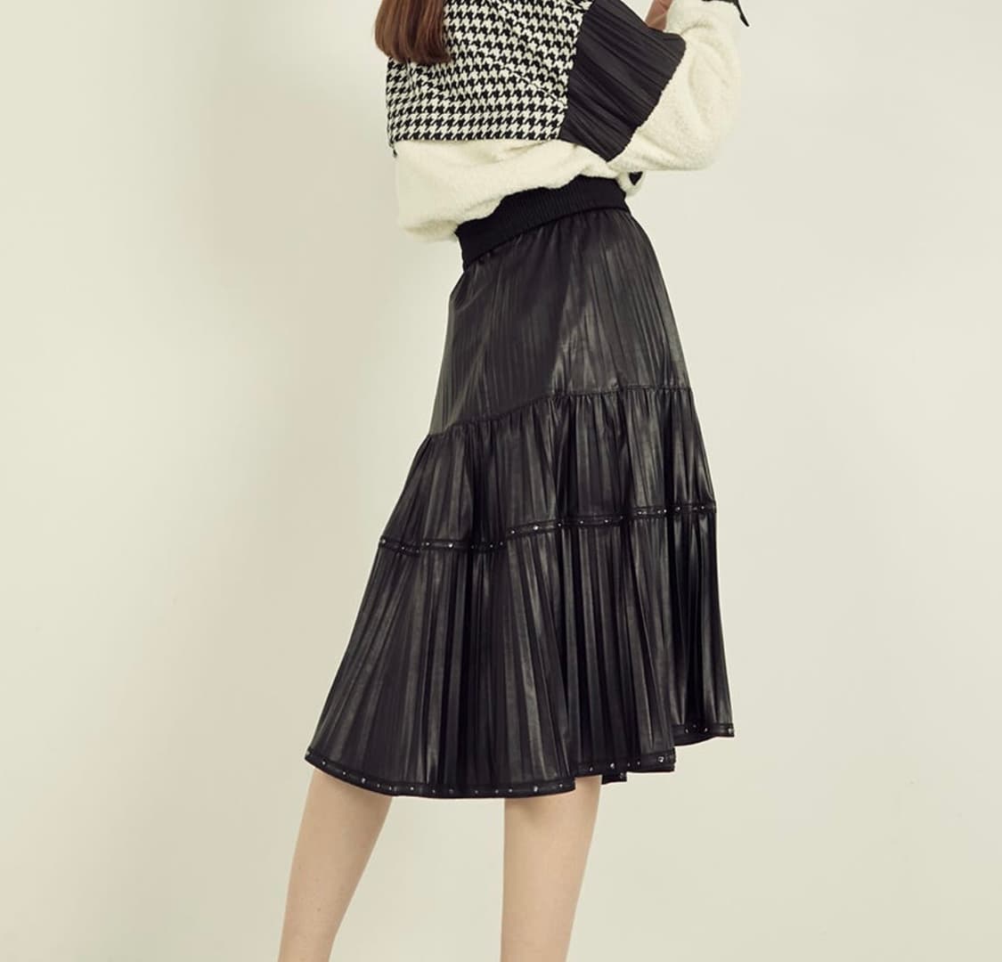 오브제 스터드 플리츠 스커트 상품이미지7