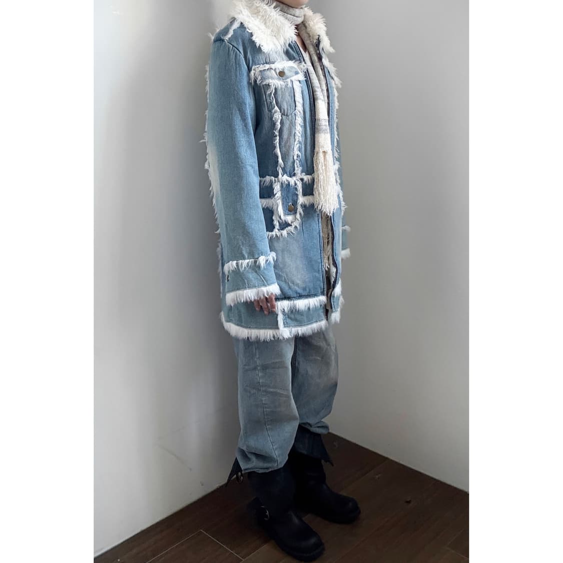 Denim Fur Trimming Coat 상품이미지2