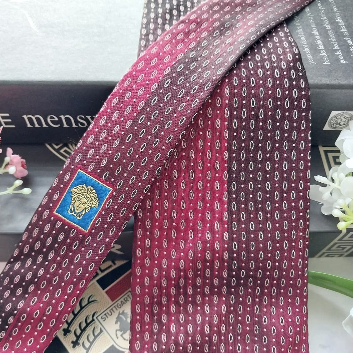 베르사체 실크 와인 도트 패턴 넥타이 9.2cm A+등급 K2102
 상품이미지3