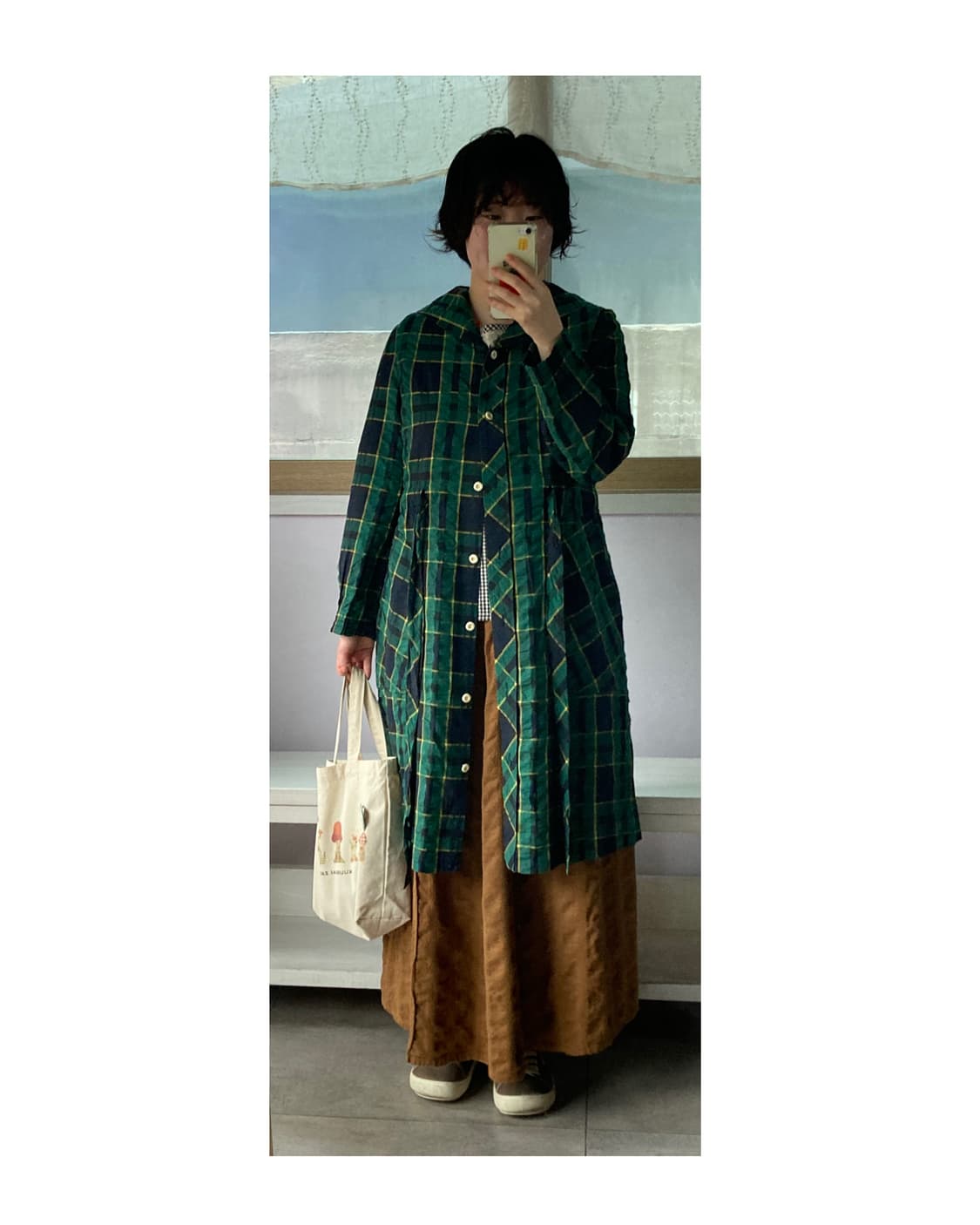 일본빈티지 그린체크 트렌치자켓 상품이미지3
