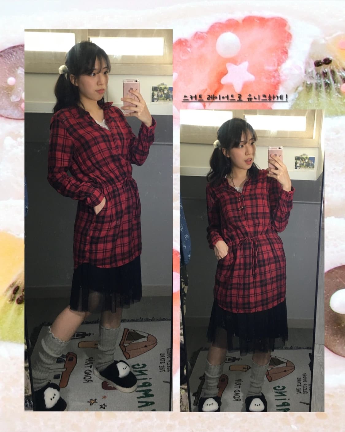 캐캐체 아무🎈 레드 체크 원피스🖤❤️ 상품이미지2