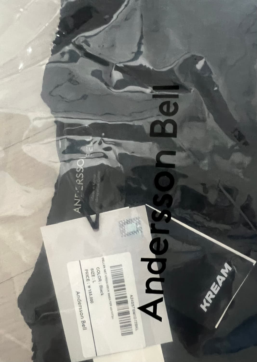 [L] ADSB 앤더슨벨 델렌 네트 크루넥 블랙 새상품 상품이미지2