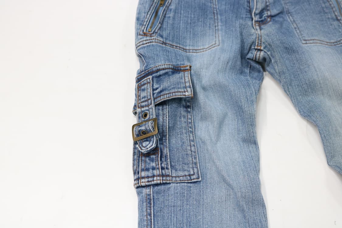 빈티지 멀티 포켓 디테일 벨티드 중청 카고 데님 팬츠 (25-26) 상품이미지6