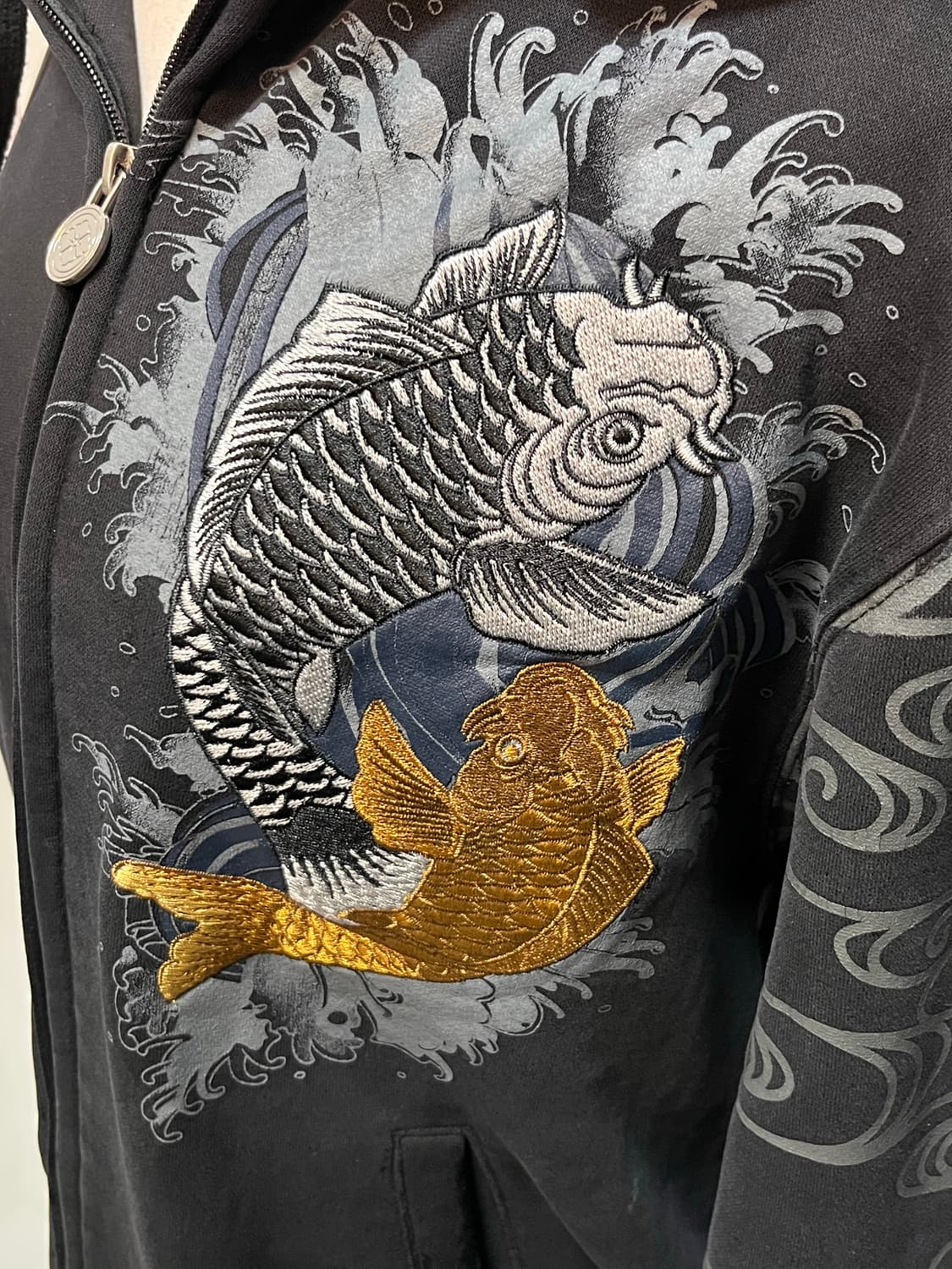 오리엔탈 잉어 자수 후드집업 상품이미지3