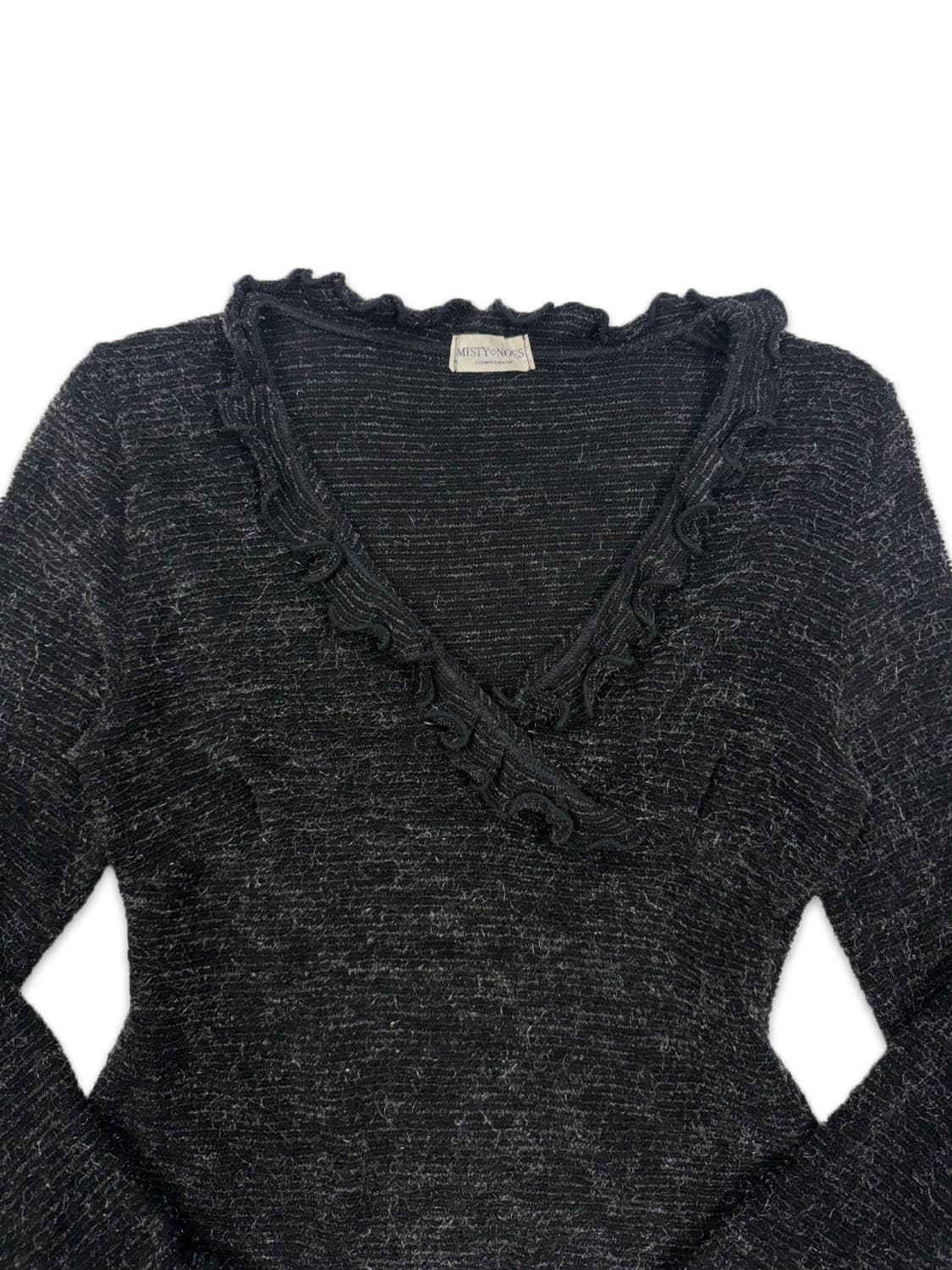 빈티지 블랙 프릴 슬림핏 니트 상품이미지3