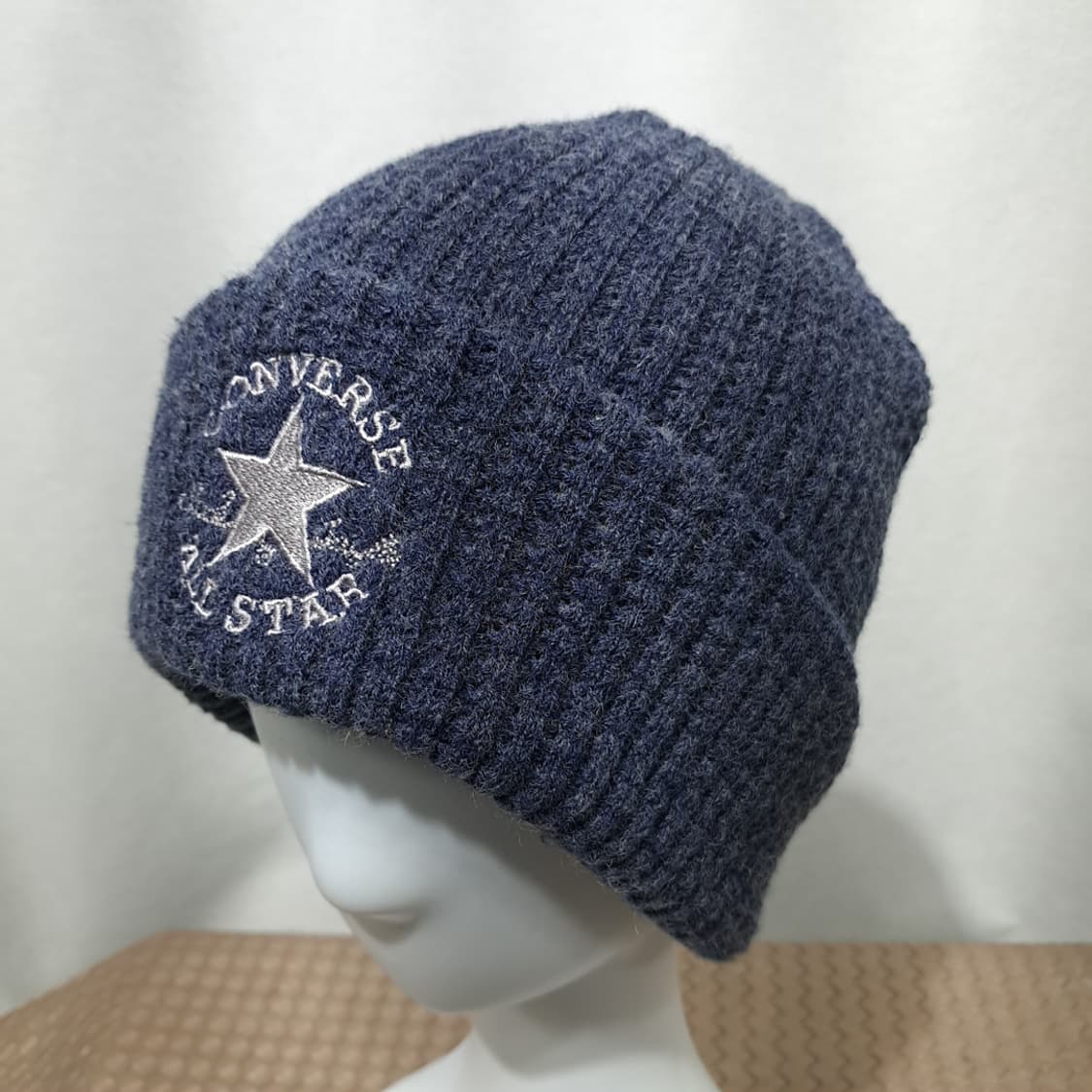 한국판 컨버스 올스타 자수 로고 네이비 와플 니트 비니 P2015 상품이미지1