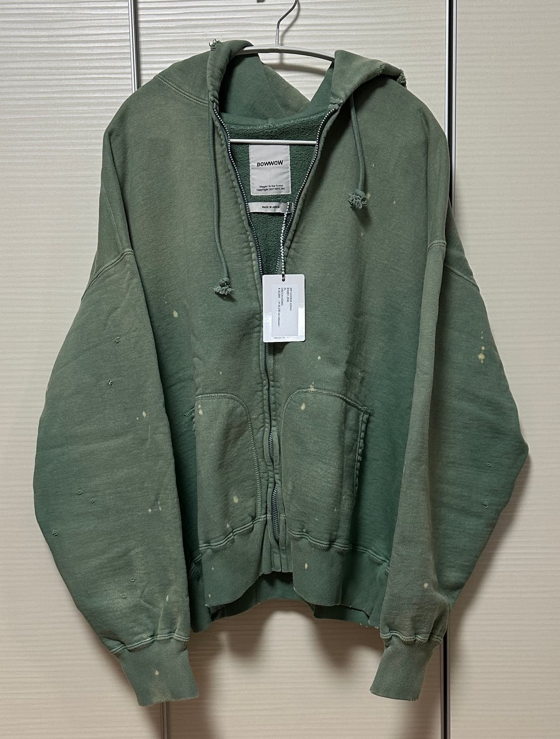 BOWWOW 바우와우 후드 집업 그린 에이징 XL사이즈 판매합니다 상품이미지6