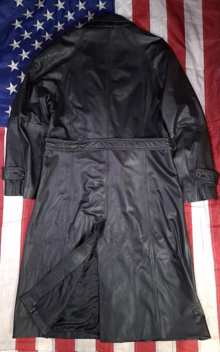 새제품급 90's 국내산 리얼레더 싱글 트렌치코트 상품이미지8
