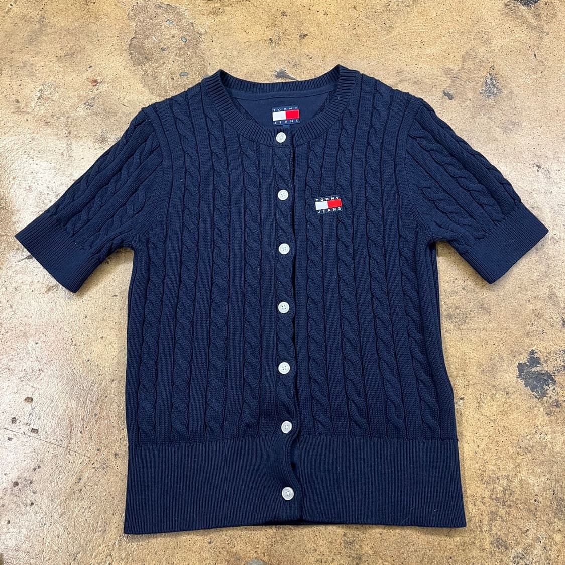 타미힐피거 네이비 꽈배기 반팔 니트 가디건  상품이미지2