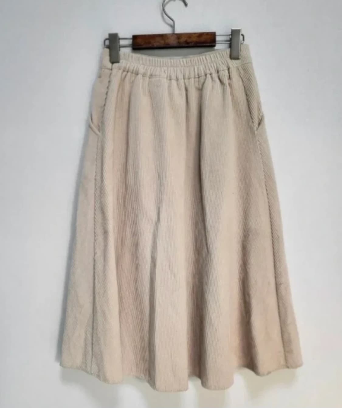 코듀로이 밴딩 롱 스커트&밴딩 니트 스커트(크림) F 상품이미지2