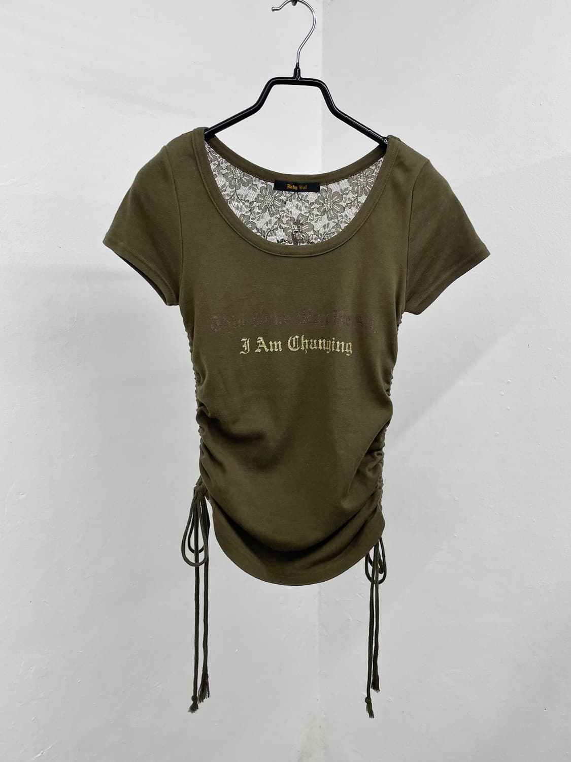 y2k 그런지 셔링 레이스 탑 상품이미지1