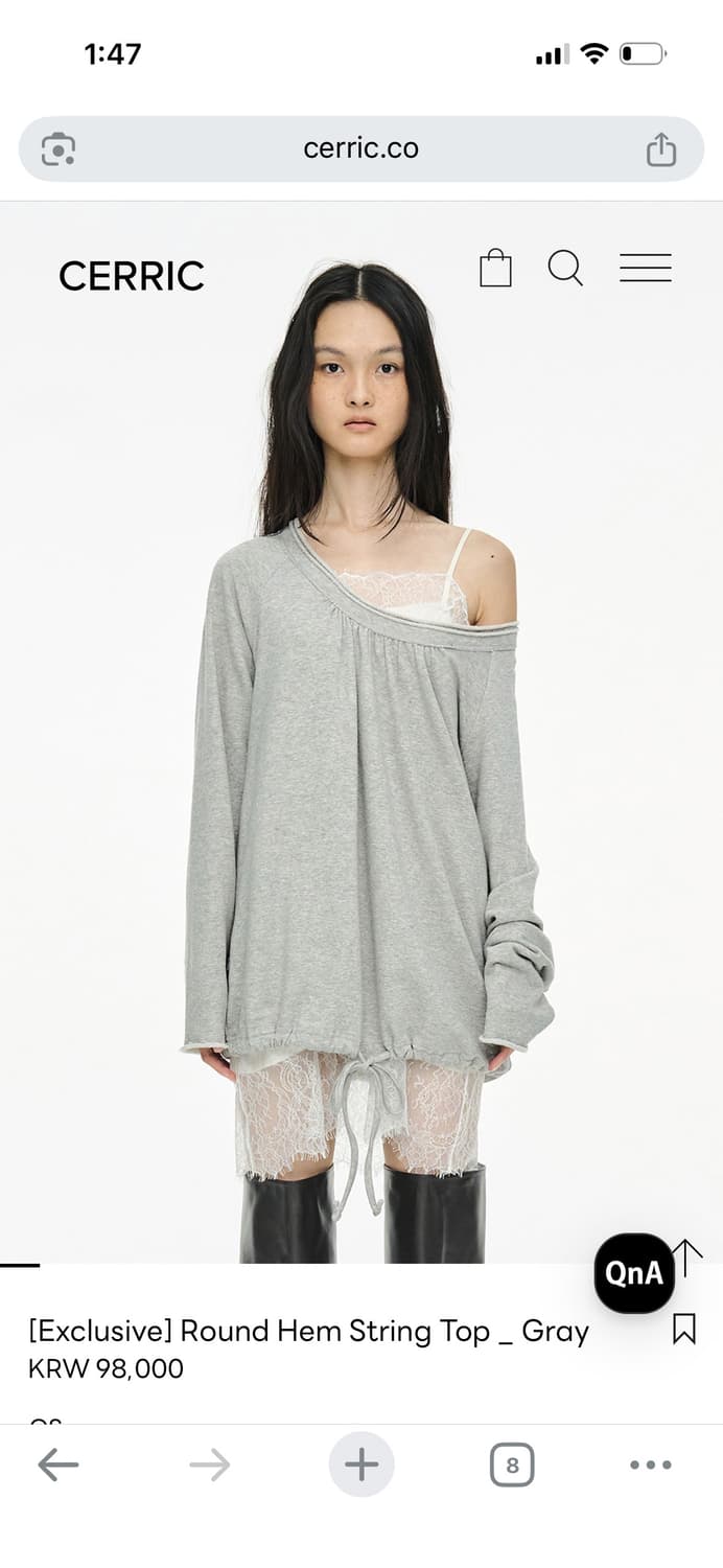 세릭 Round Hem String Top _ Gray 상품이미지1