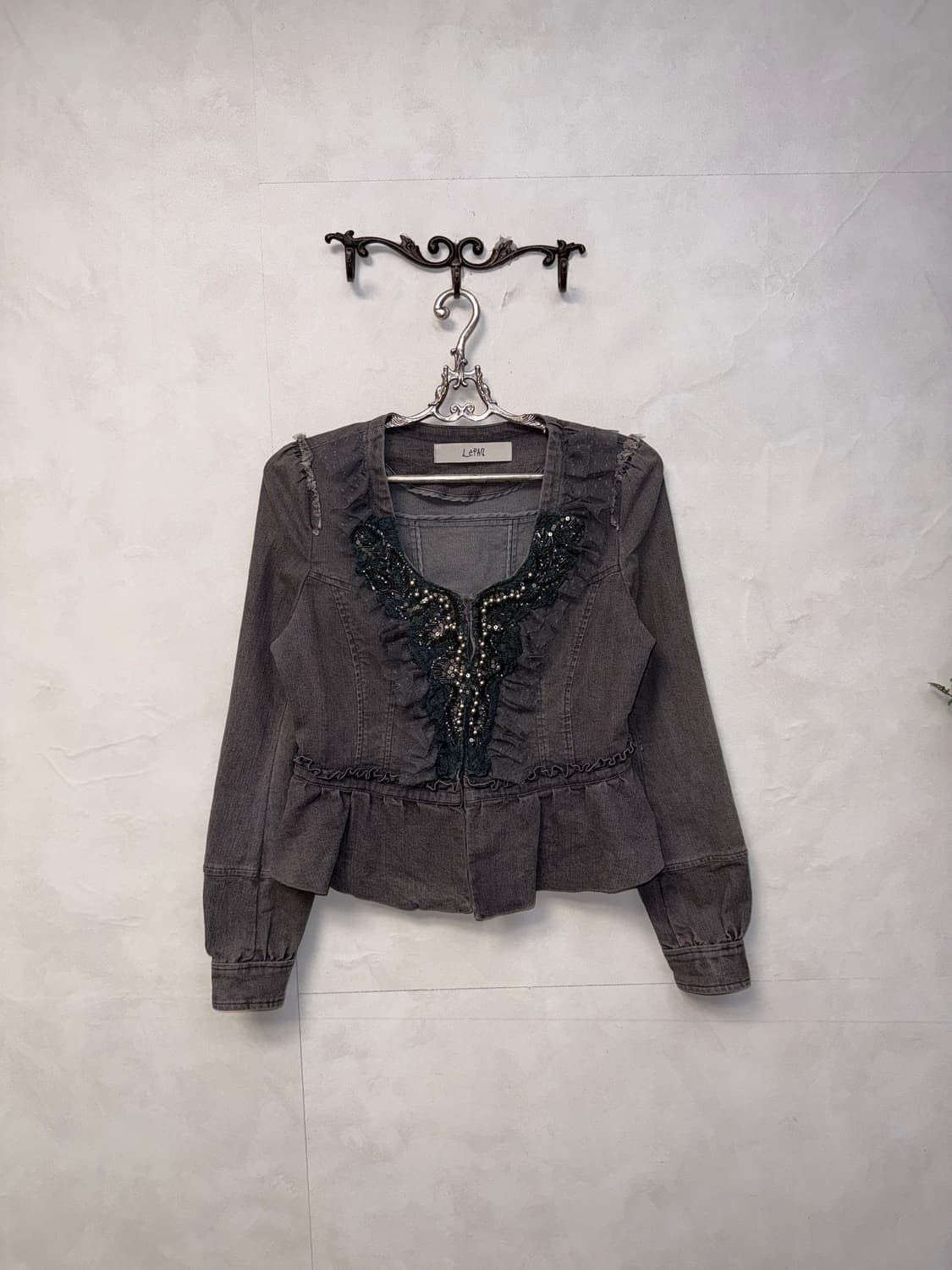 Gray denim fairy beads lace jacket  상품이미지1