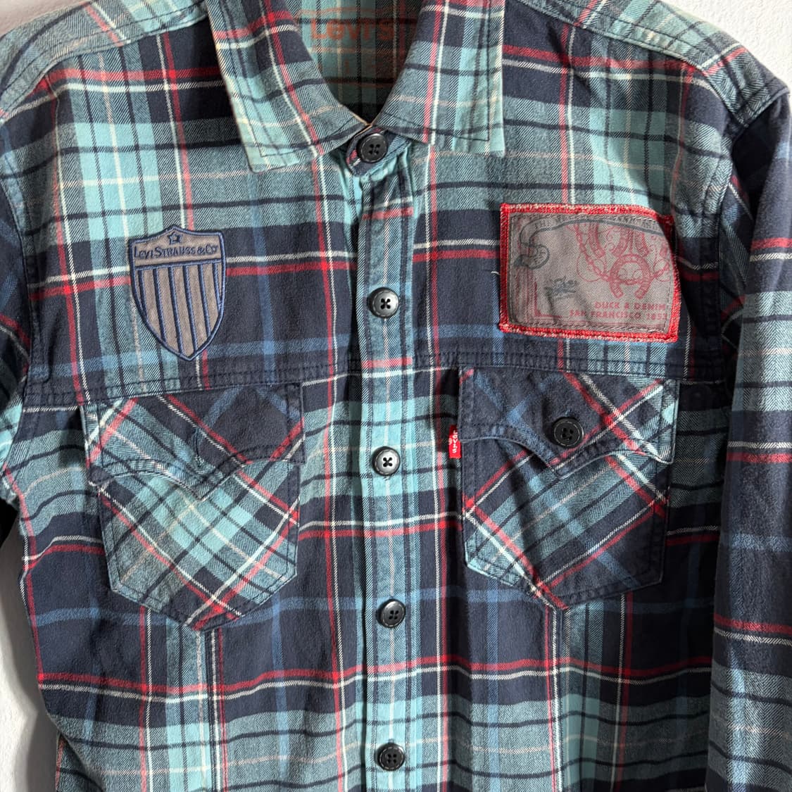리바이스 체크 셔츠 남방 패치 워크(L) 상품이미지3