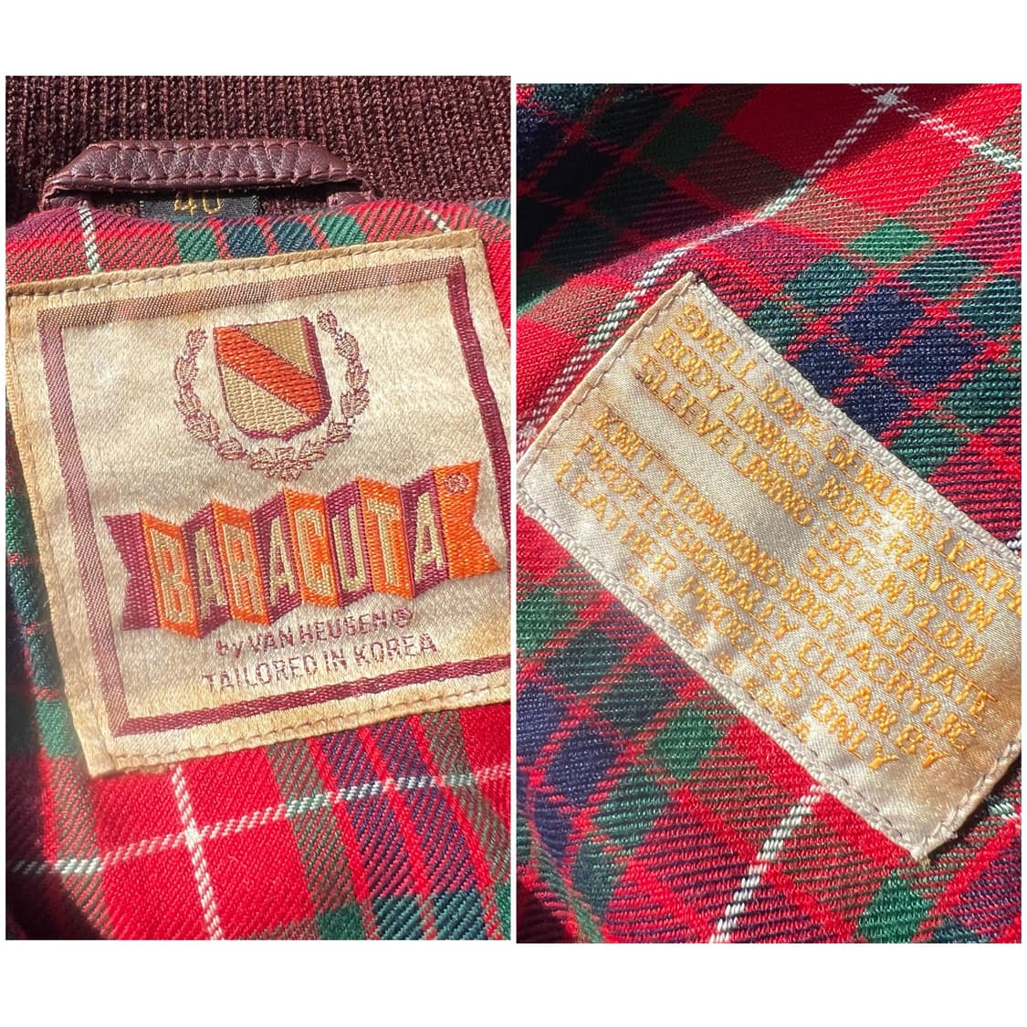 80‘s 바라쿠타 by Van Heusen 레더 G9 해링턴 자켓 상품이미지10