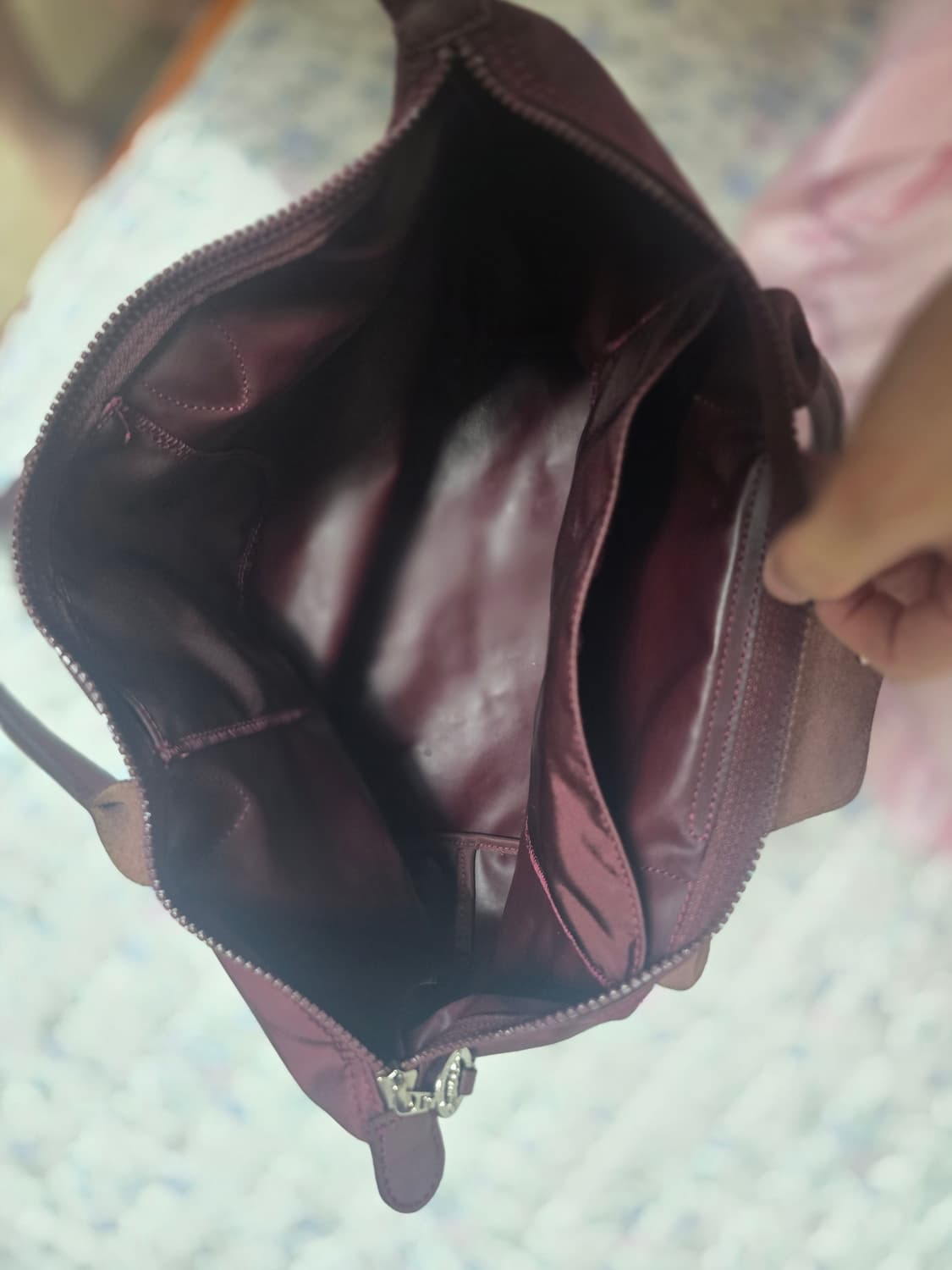 롱샴 토드백 르플리아 쥬네오 버건디[얼룩있음] 상품이미지6