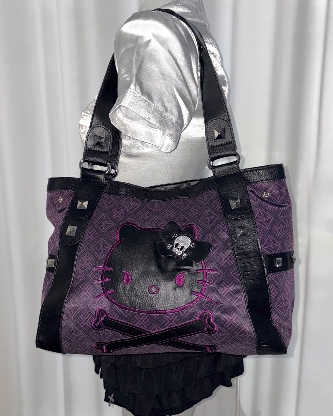 [kuro kitty] 키티 블랙 퍼플 키티 고딕 갸루 펑크 고스 가방 상품이미지1