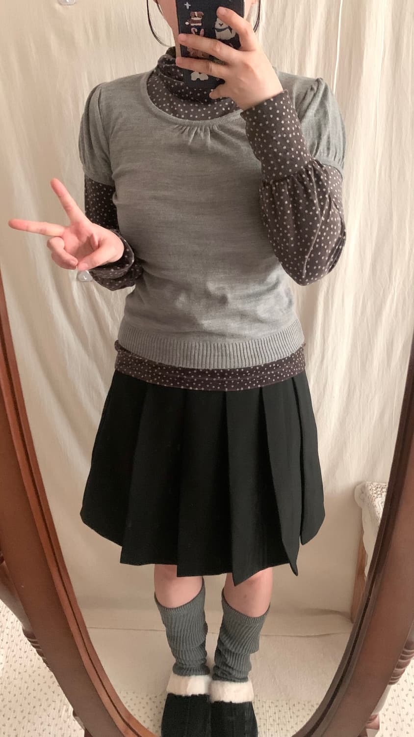 그레이 반팔 퍼프탑 상품이미지3