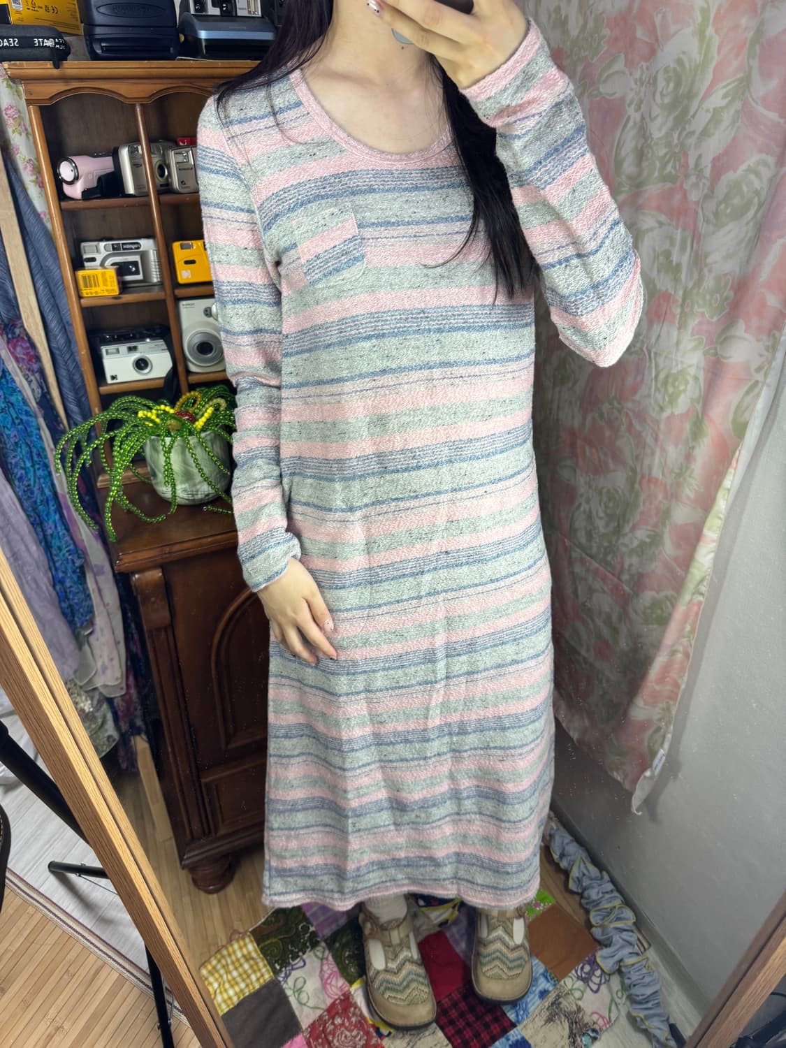 파스텔 무지개 롱 원피스 상품이미지1