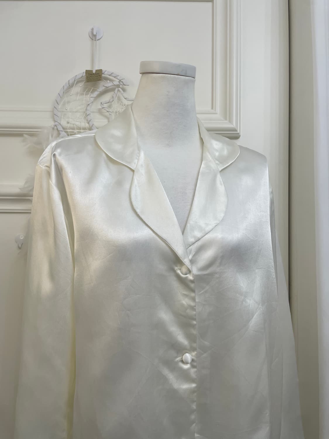 white 100% silk pajama set(size-L) 상품이미지7
