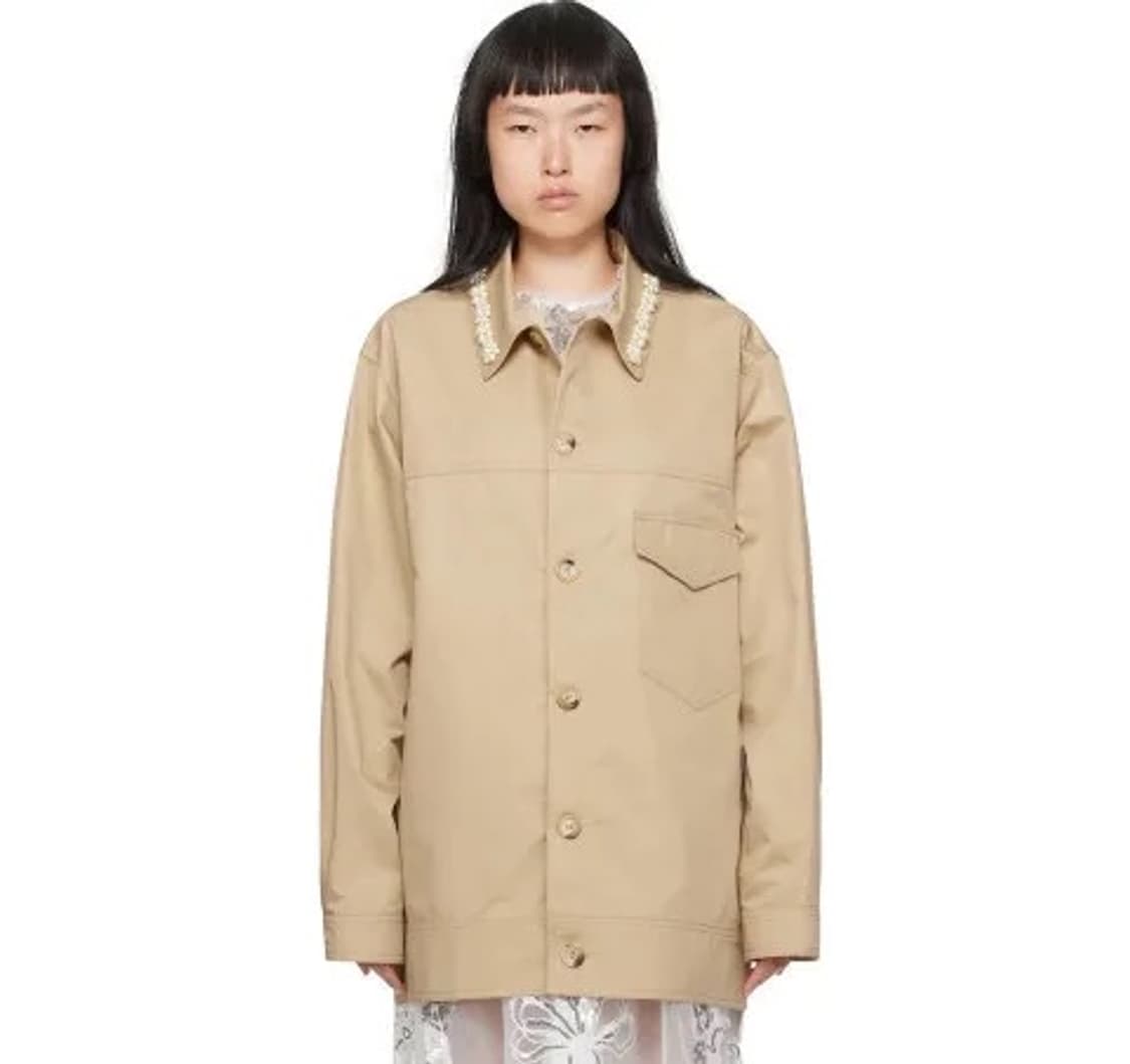 (유일매물) 시몬로샤 펄 디테일 워크자켓 하프 트렌치코트 상품이미지1