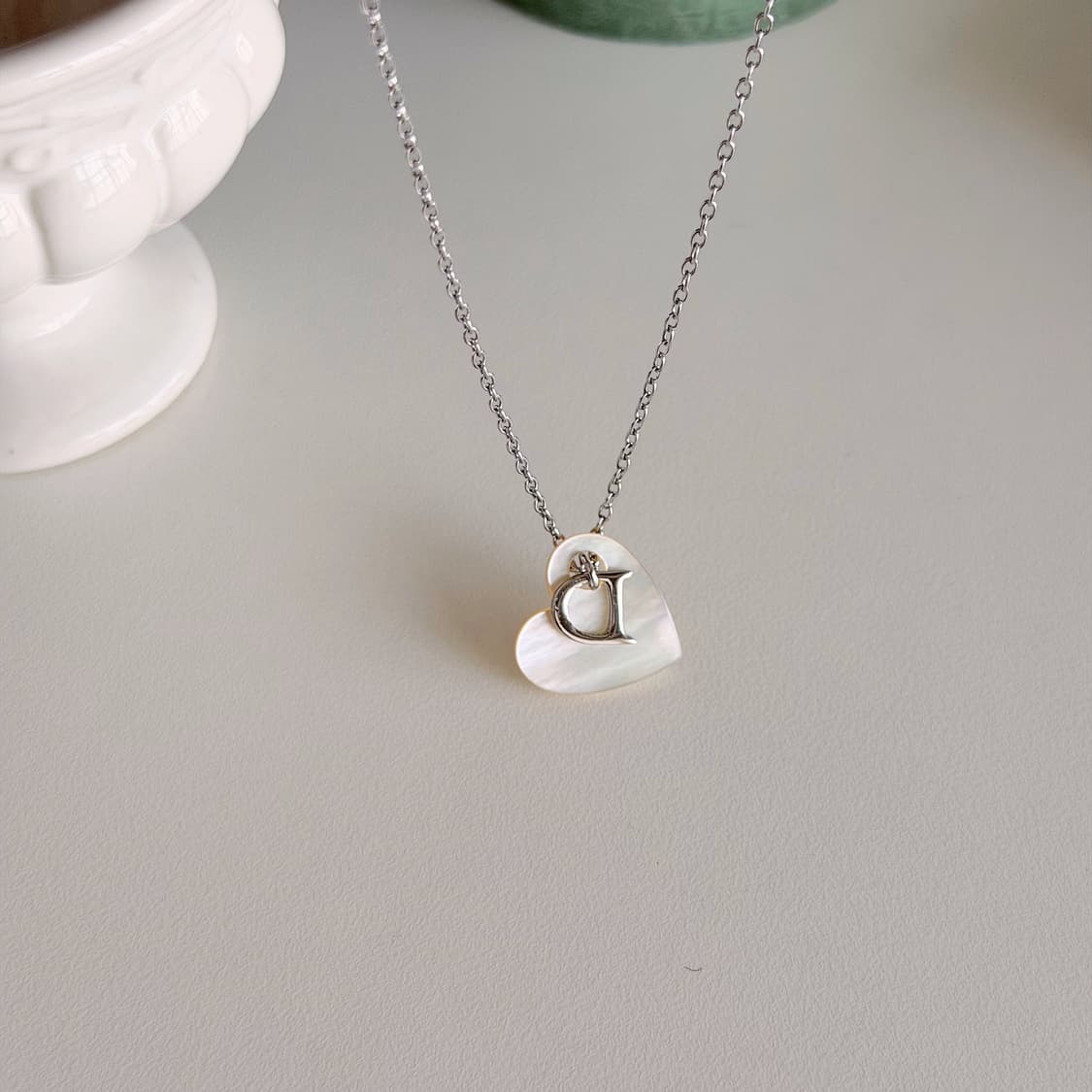 빈티지 디올 하트 자개 목걸이 상품이미지5