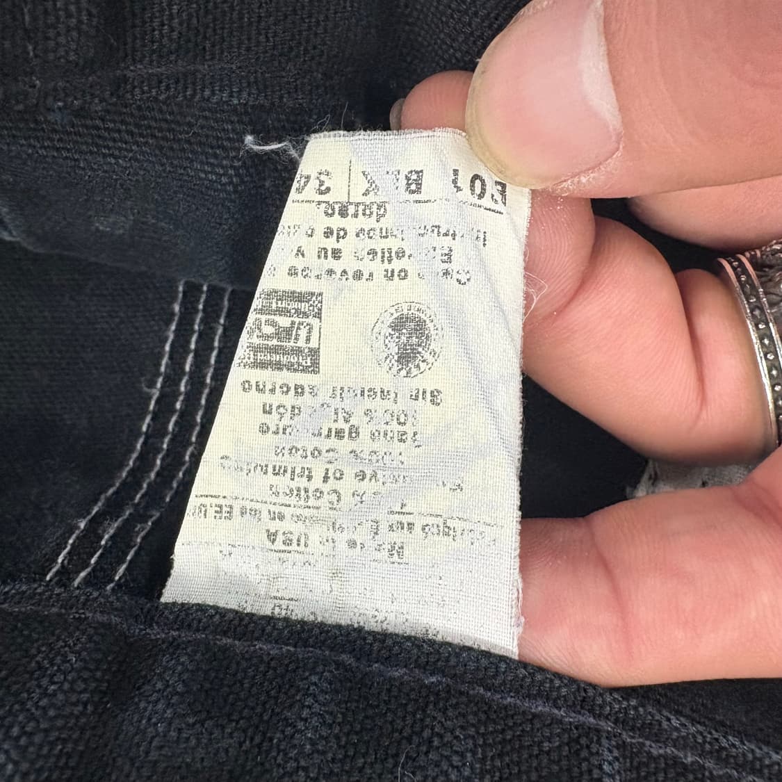 (34)90s usa칼하트 블랙 더블니 팬츠 상품이미지5