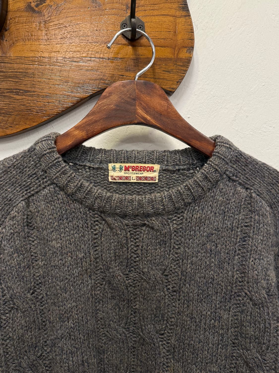 L) 90s McGregor Cable Knit Wool Sweater 상품이미지4